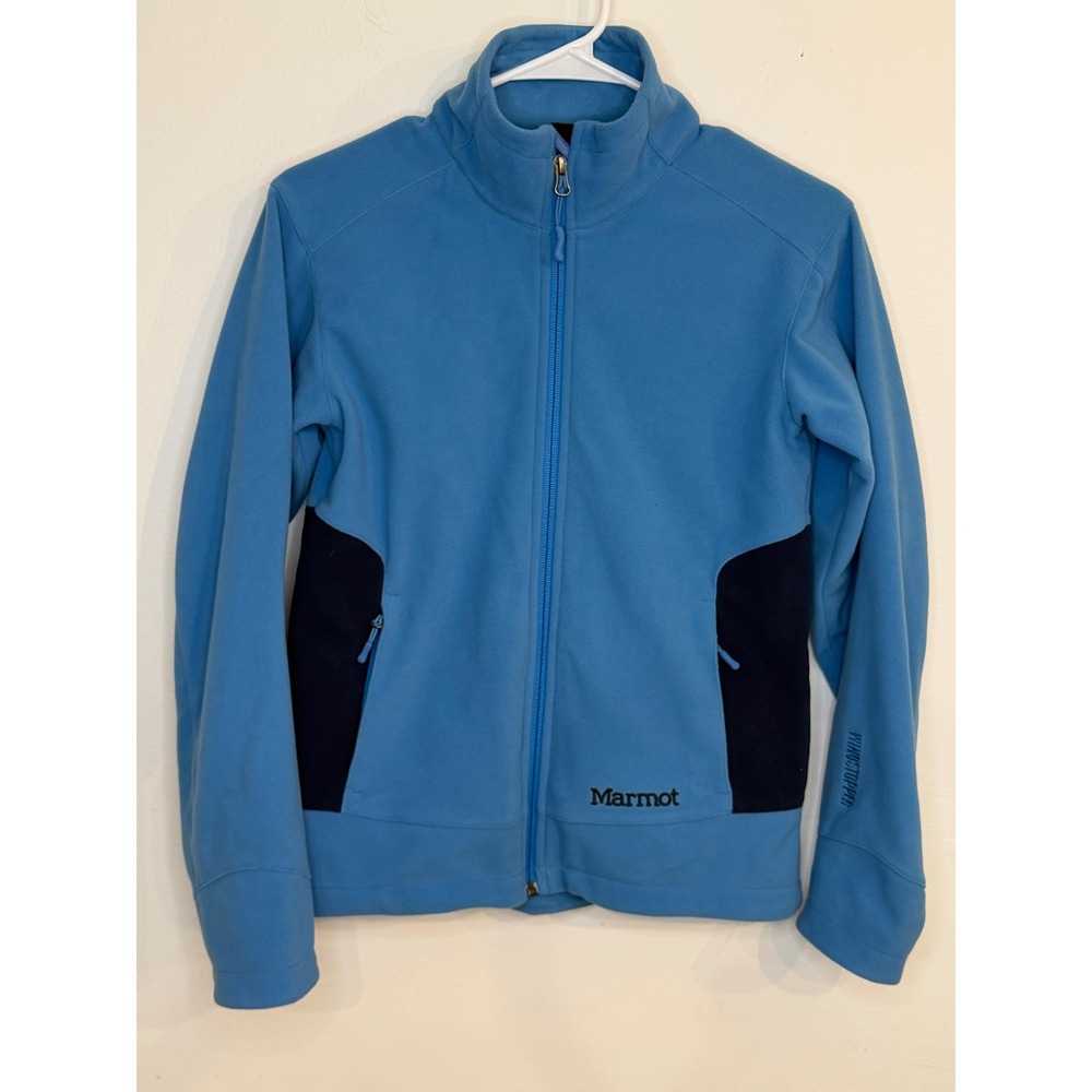 Marmot Windstopper Fleece Jacket Womens Small Blue Full Zip Softshell‎ 8309